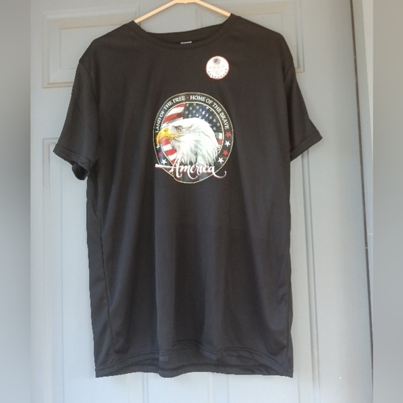 New Men's America Eagle Patriotic Fourth of July 4th Black T Shirt Size Large - Picture 2 of 3